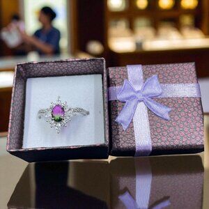 Mystic Topaz Ring Size 8 Silver Tone‎ Purple Green Royalcore Celestial Statement